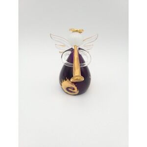 Angel Figurine Artisan Blown Glass Amethyst Purple Gold Christmas Holiday